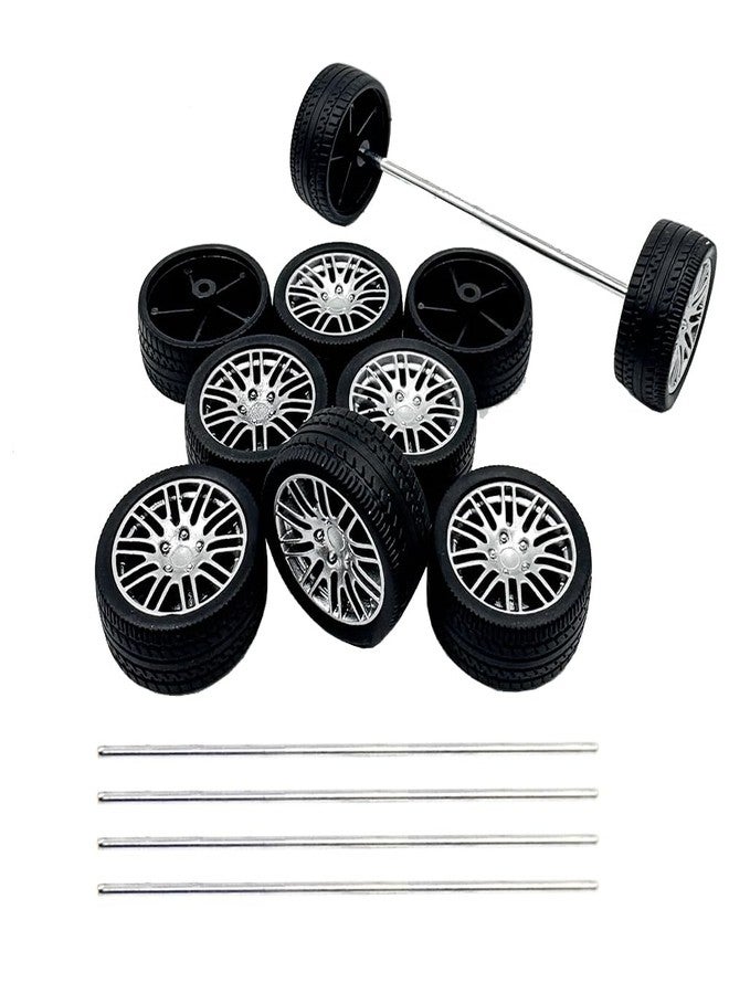 URIMPAVIDO 10PCS Toy Car Wheels Rubber Tire Wheels with Metal Shaft for RC Car Truck DIY Model Toy Wheel Replacement Accessories (3x35mm) - Image 1